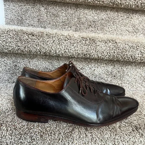 Gucci Men's Brown Leather Lace Ups Oxfords